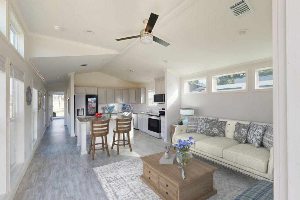 Starling D40EP8 D44EP8-Smart Cottage-FTW-Manufactured Home_living room-kitchen